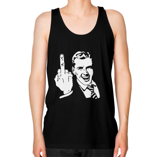 Unisex Fine Jersey Tank (on man) Black - Fook You!