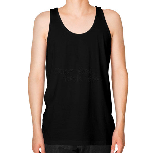 Unisex Fine Jersey Tank (on man) Black - Fook You!