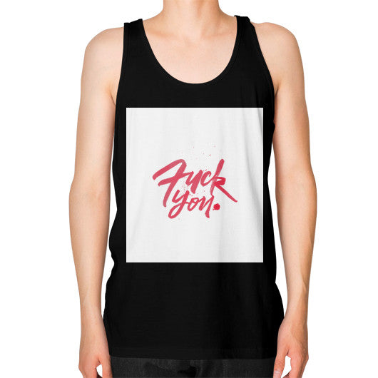 Unisex Fine Jersey Tank (on man) Black - Fook You!
