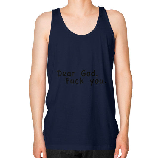 Unisex Fine Jersey Tank (on man) Navy - Fook You!