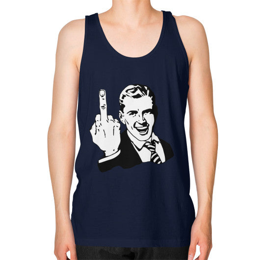 Unisex Fine Jersey Tank (on man) Navy - Fook You!