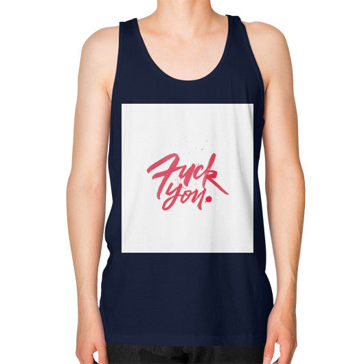 Unisex Fine Jersey Tank (on man) Navy - Fook You!