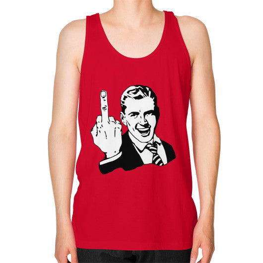 Unisex Fine Jersey Tank (on man) Red - Fook You!