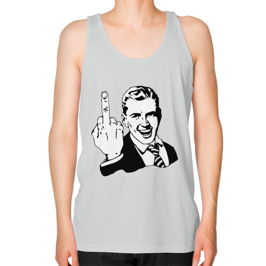 Unisex Fine Jersey Tank (on man) Silver - Fook You!