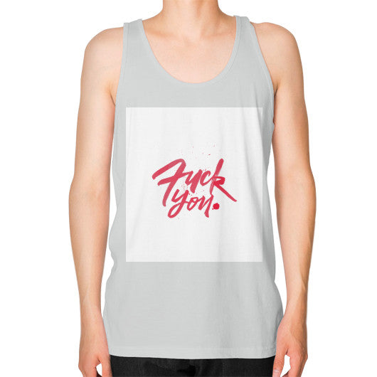 Unisex Fine Jersey Tank (on man) Silver - Fook You!