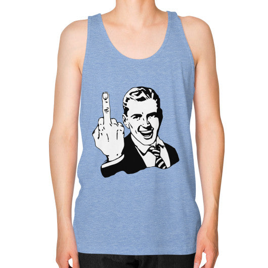 Unisex Fine Jersey Tank (on man) Tri-Blend Blue - Fook You!