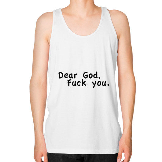 Unisex Fine Jersey Tank (on man) White - Fook You!