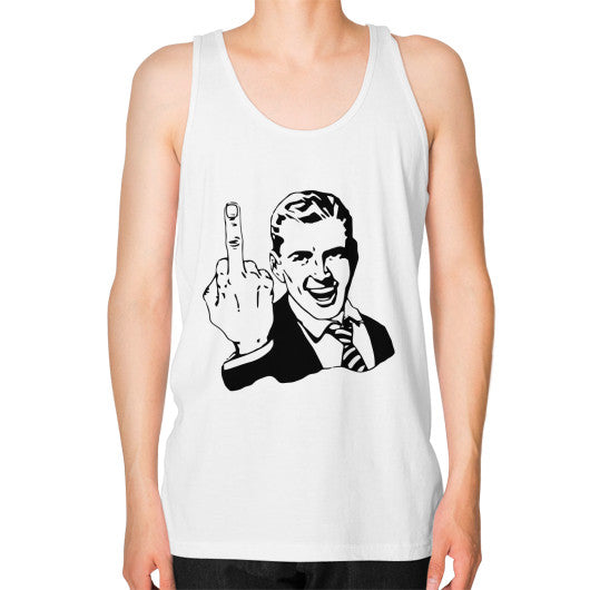 Unisex Fine Jersey Tank (on man) White - Fook You!