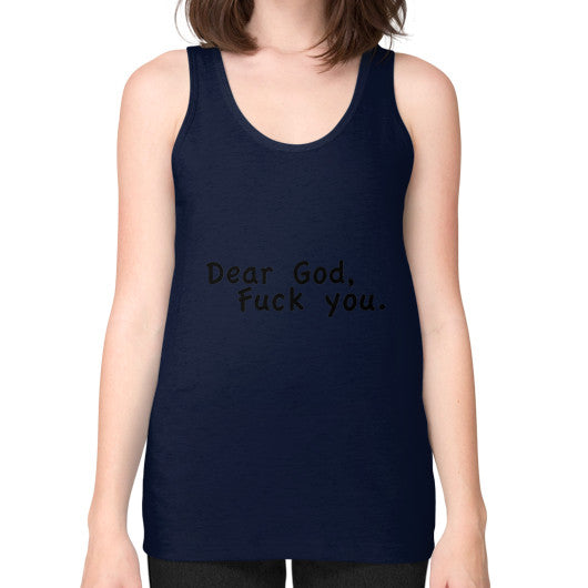 Unisex Fine Jersey Tank (on woman) Navy - Fook You!