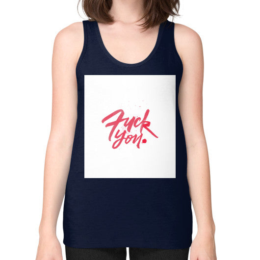 Unisex Fine Jersey Tank (on woman) Navy - Fook You!