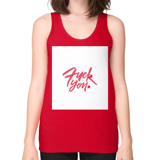 Unisex Fine Jersey Tank (on woman) Red - Fook You!