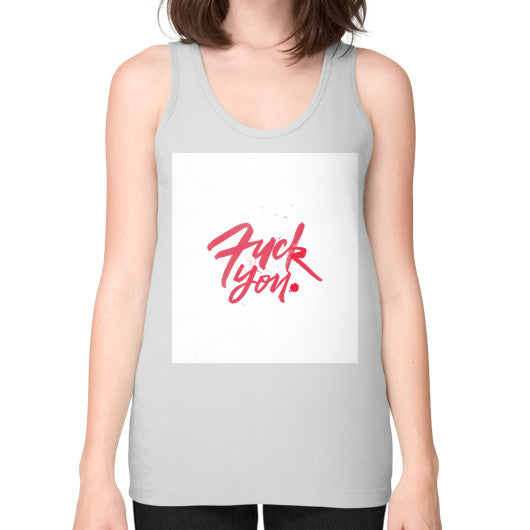 Unisex Fine Jersey Tank (on woman) Silver - Fook You!