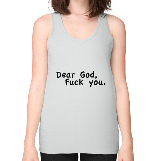 Unisex Fine Jersey Tank (on woman) Silver - Fook You!