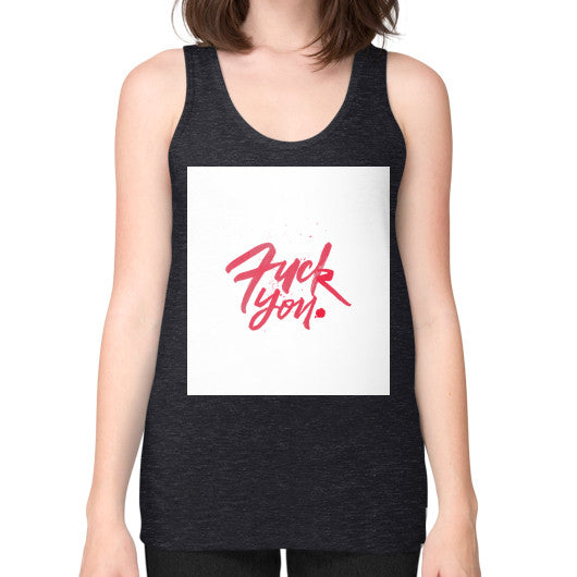 Unisex Fine Jersey Tank (on woman) Tri-Blend Black - Fook You!