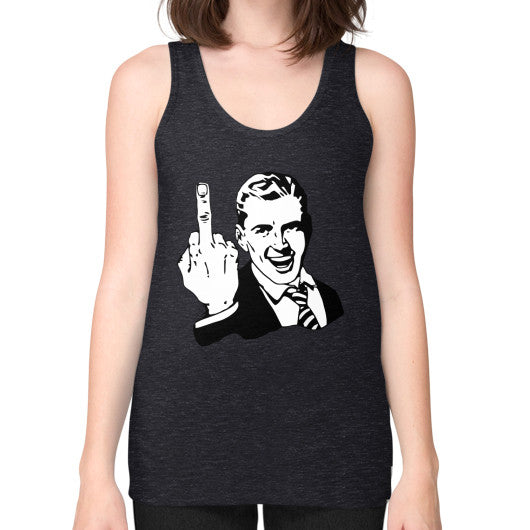 Unisex Fine Jersey Tank (on woman) Tri-Blend Black - Fook You!