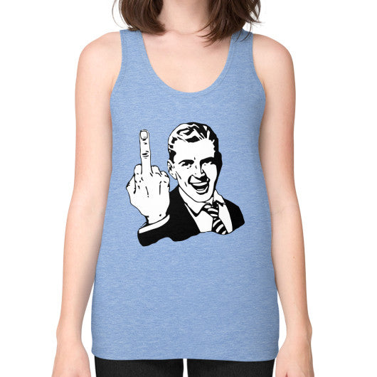Unisex Fine Jersey Tank (on woman) Tri-Blend Blue - Fook You!