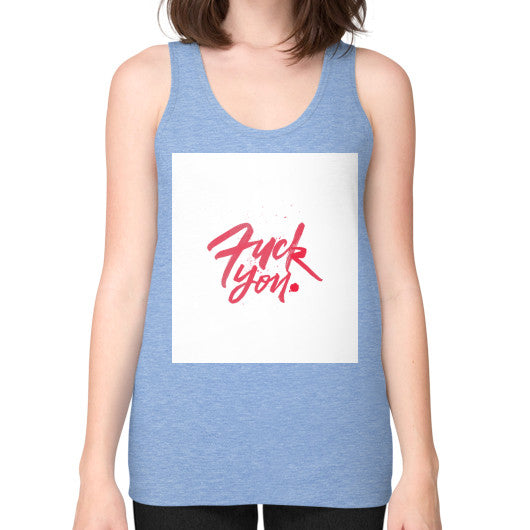 Unisex Fine Jersey Tank (on woman) Tri-Blend Blue - Fook You!