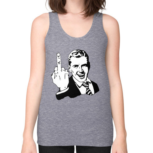 Unisex Fine Jersey Tank (on woman) Tri-Blend Grey - Fook You!
