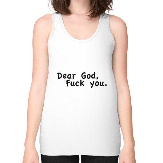 Unisex Fine Jersey Tank (on woman) White - Fook You!