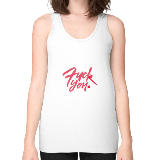 Unisex Fine Jersey Tank (on woman) White - Fook You!