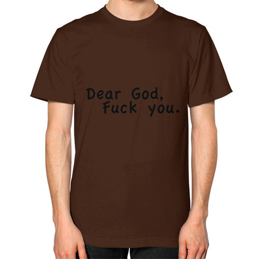 Unisex T-Shirt (on man) Brown - Fook You!