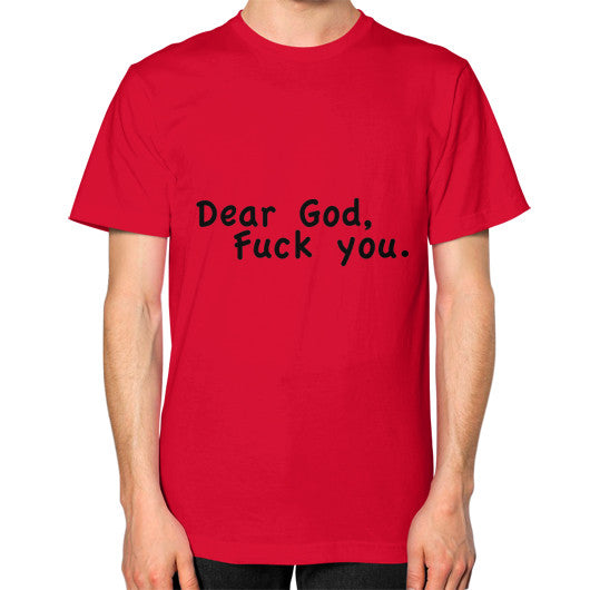 Unisex T-Shirt (on man) Red - Fook You!