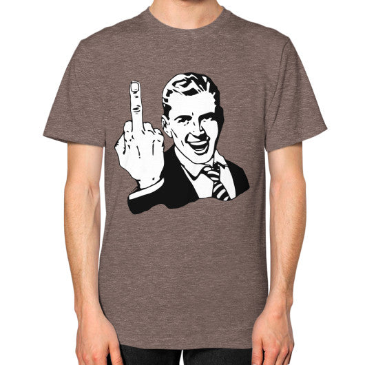 Unisex T-Shirt (on man) Tri-Blend Coffee - Fook You!