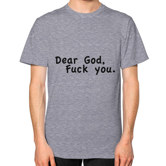 Unisex T-Shirt (on man) Tri-Blend Grey - Fook You!