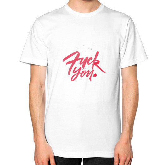 Unisex T-Shirt (on man) White - Fook You!