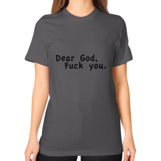 Unisex T-Shirt (on woman) Asphalt - Fook You!