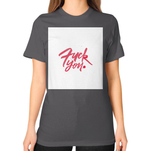 Unisex T-Shirt (on woman) Asphalt - Fook You!