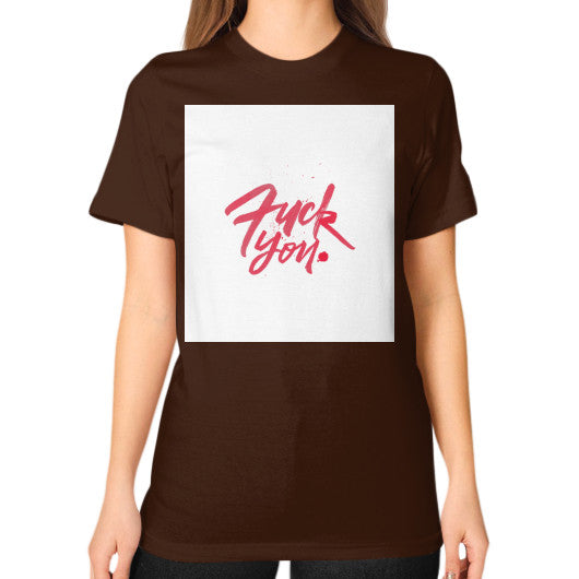 Unisex T-Shirt (on woman) Brown - Fook You!