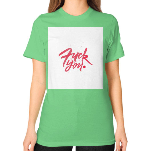 Unisex T-Shirt (on woman) Grass - Fook You!