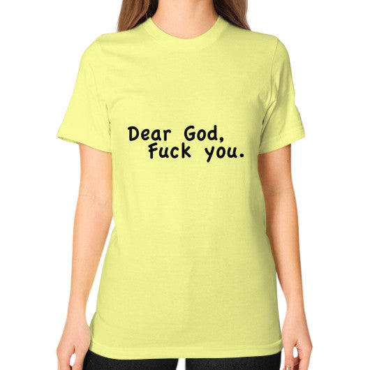 Unisex T-Shirt (on woman) Lemon - Fook You!