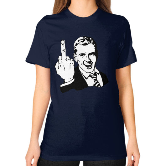 Unisex T-Shirt (on woman) Navy - Fook You!
