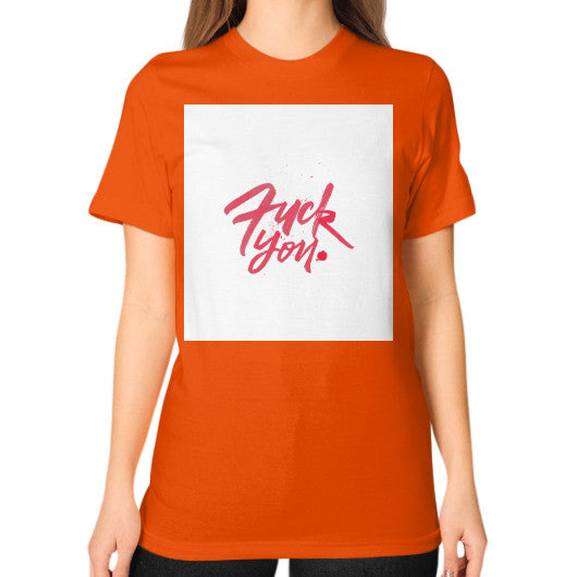 Unisex T-Shirt (on woman) Orange - Fook You!