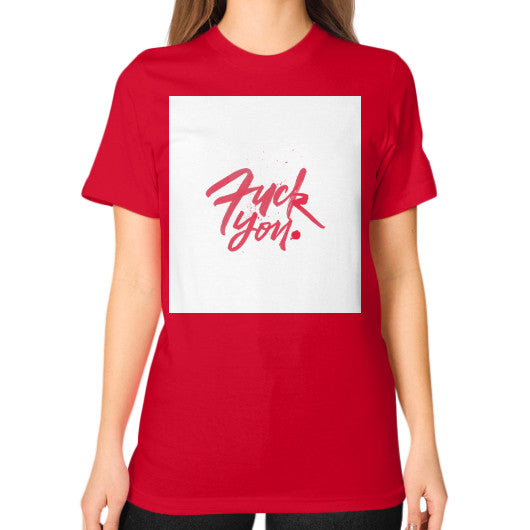 Unisex T-Shirt (on woman) Red - Fook You!
