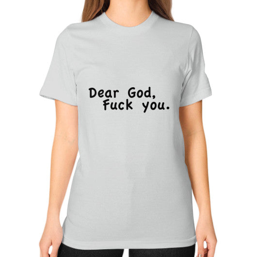 Unisex T-Shirt (on woman) Silver - Fook You!