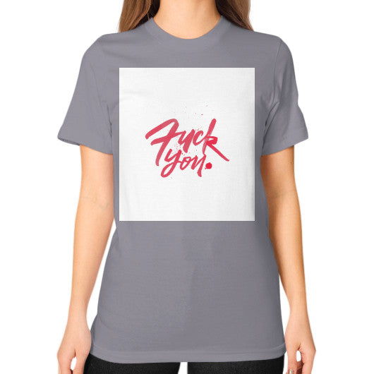 Unisex T-Shirt (on woman) Slate - Fook You!