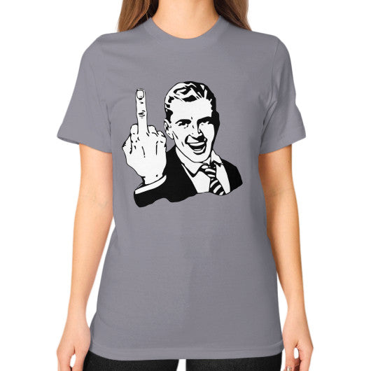 Unisex T-Shirt (on woman) Slate - Fook You!