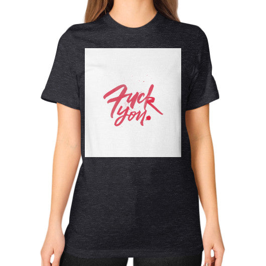 Unisex T-Shirt (on woman) Tri-Blend Black - Fook You!