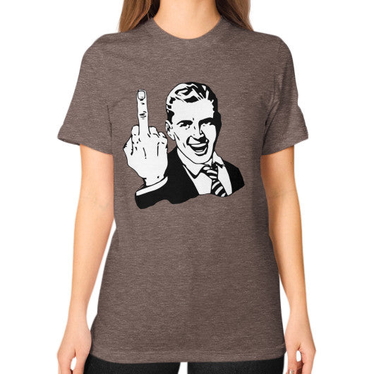 Unisex T-Shirt (on woman) Tri-Blend Coffee - Fook You!
