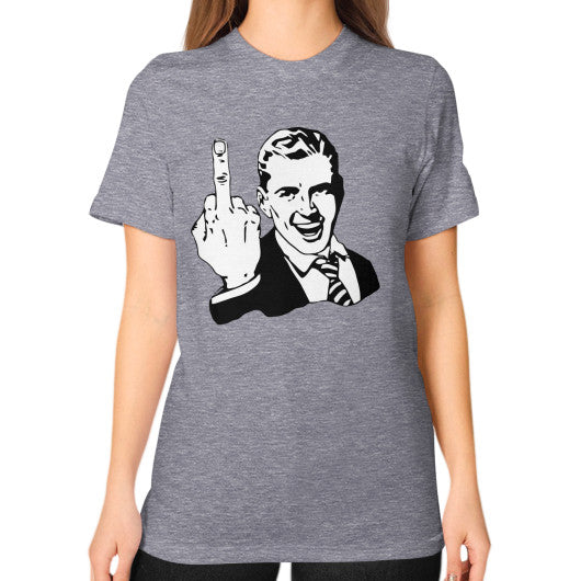 Unisex T-Shirt (on woman) Tri-Blend Grey - Fook You!