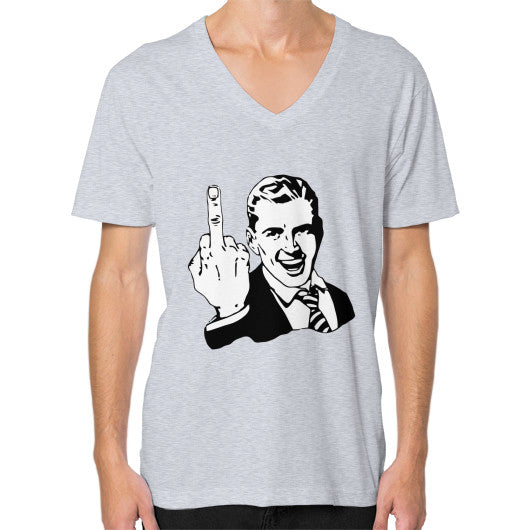V-Neck (on man) Heather grey - Fook You!