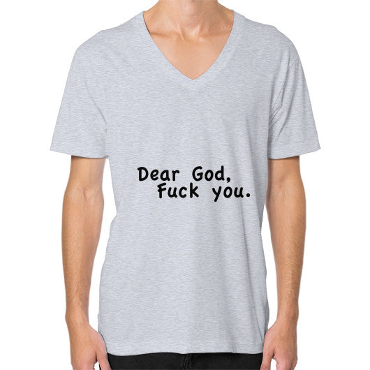 V-Neck (on man) Heather grey - Fook You!