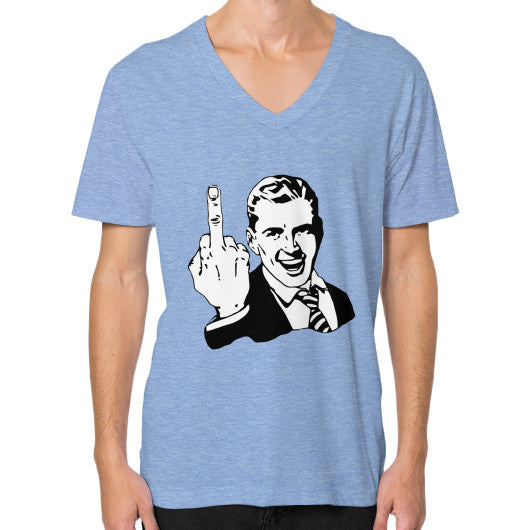 V-Neck (on man) Tri-Blend Blue - Fook You!