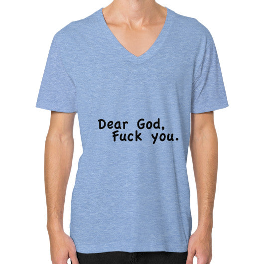 V-Neck (on man) Tri-Blend Blue - Fook You!