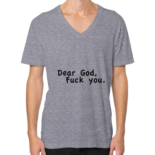 V-Neck (on man) Tri-Blend Grey - Fook You!