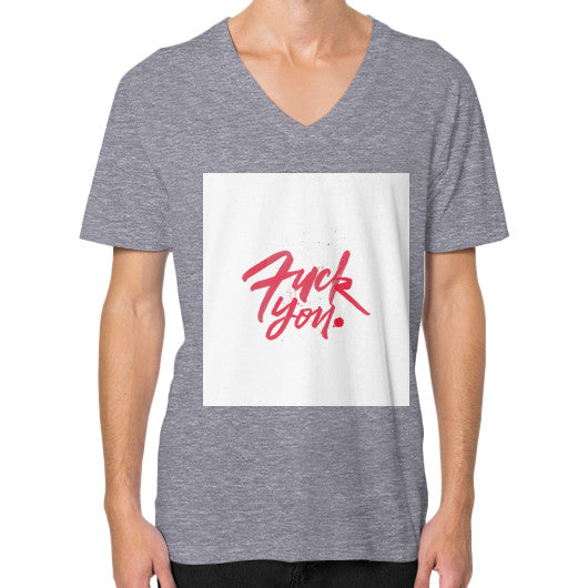 V-Neck (on man) Tri-Blend Grey - Fook You!