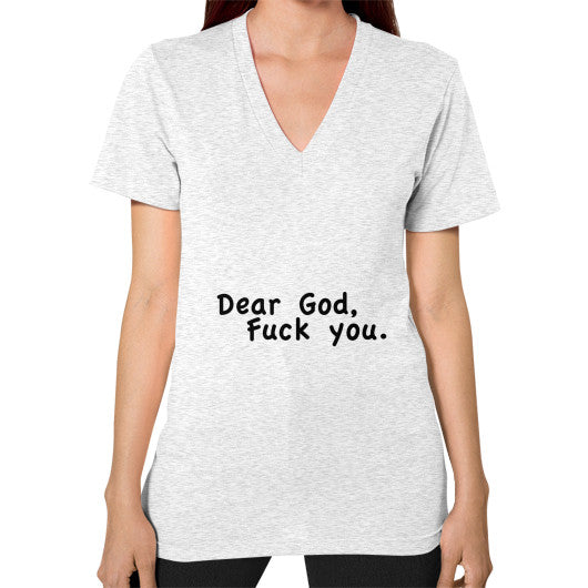 V-Neck (on woman) Ash grey - Fook You!